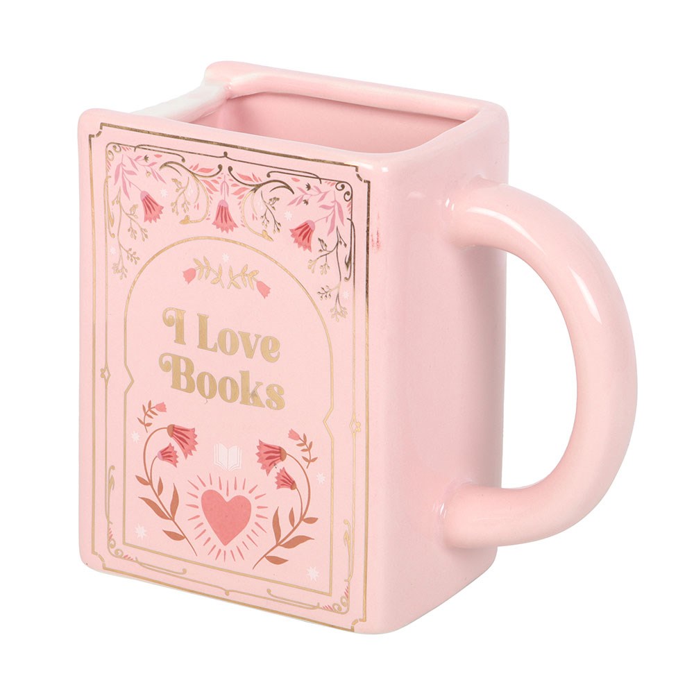 I Love Books - Pink Book Shaped Mug