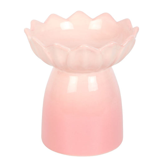 Pink ceramic oil burner or wax melter shaped as a lily.