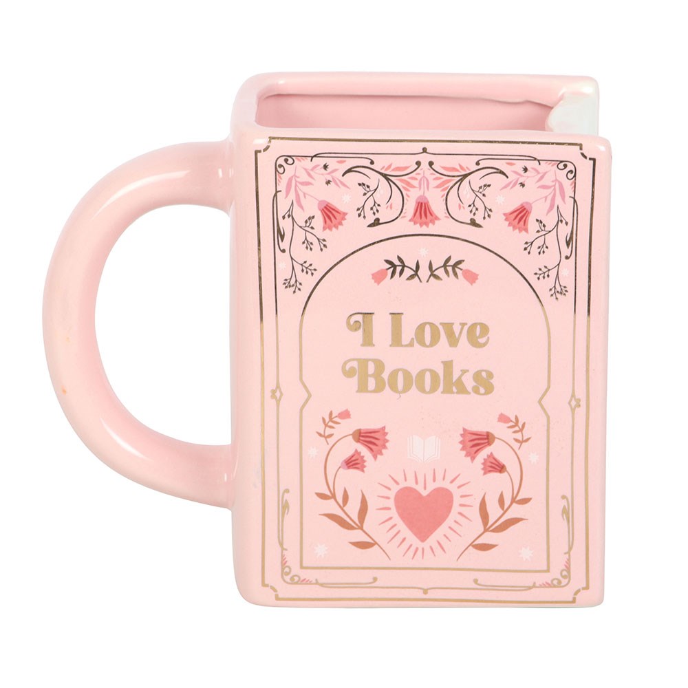 I Love Books - Pink Book Shaped Mug