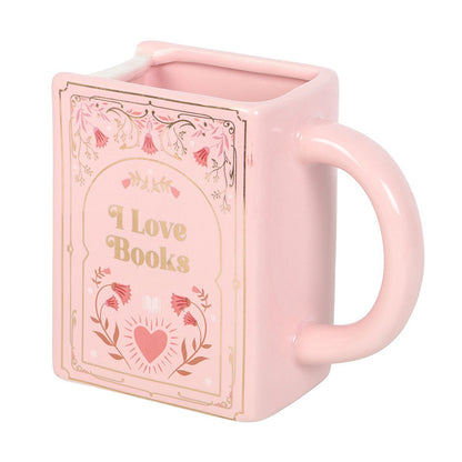 I Love Books - Pink Book Shaped Mug