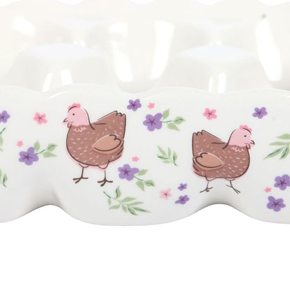 Suport Ceramic pentru Oua - Print cu Gaini