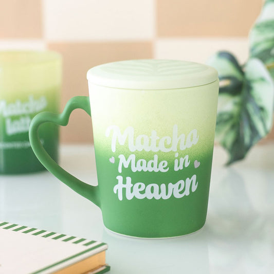 Cană cu capac si suport - "Matcha Made in Heaven"