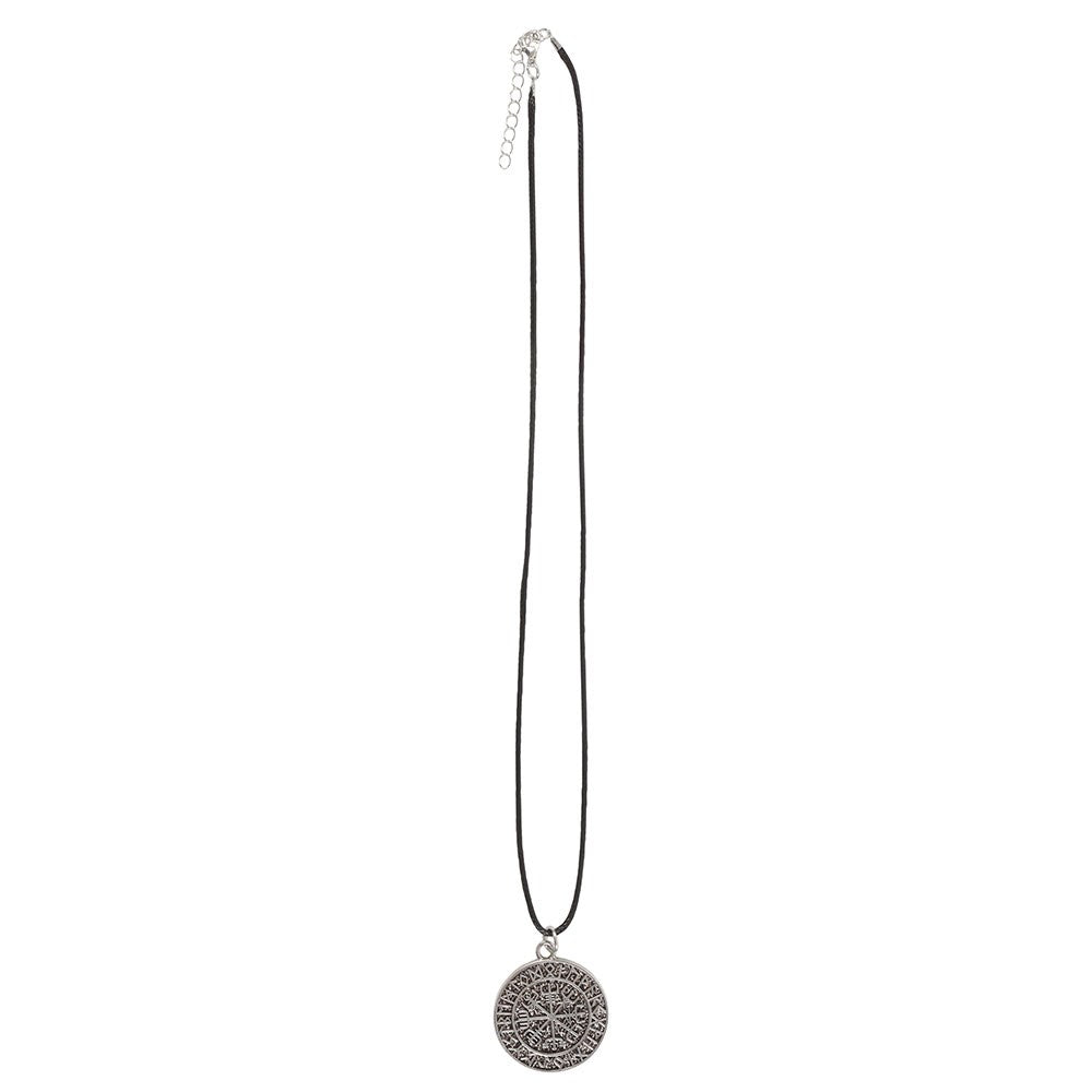 Necklace with a circular viking pendant on a white background