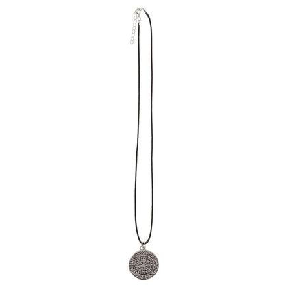 Necklace with a circular viking pendant on a white background
