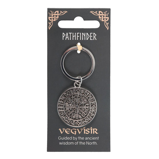 Vegvisir keychain on Pathfinder packaging with decorative elements.